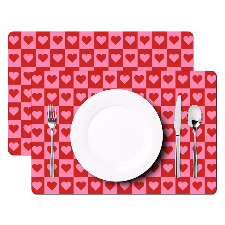 Tovagliette - Rosso - Rosa - Scacchiera - San Valentino — 2