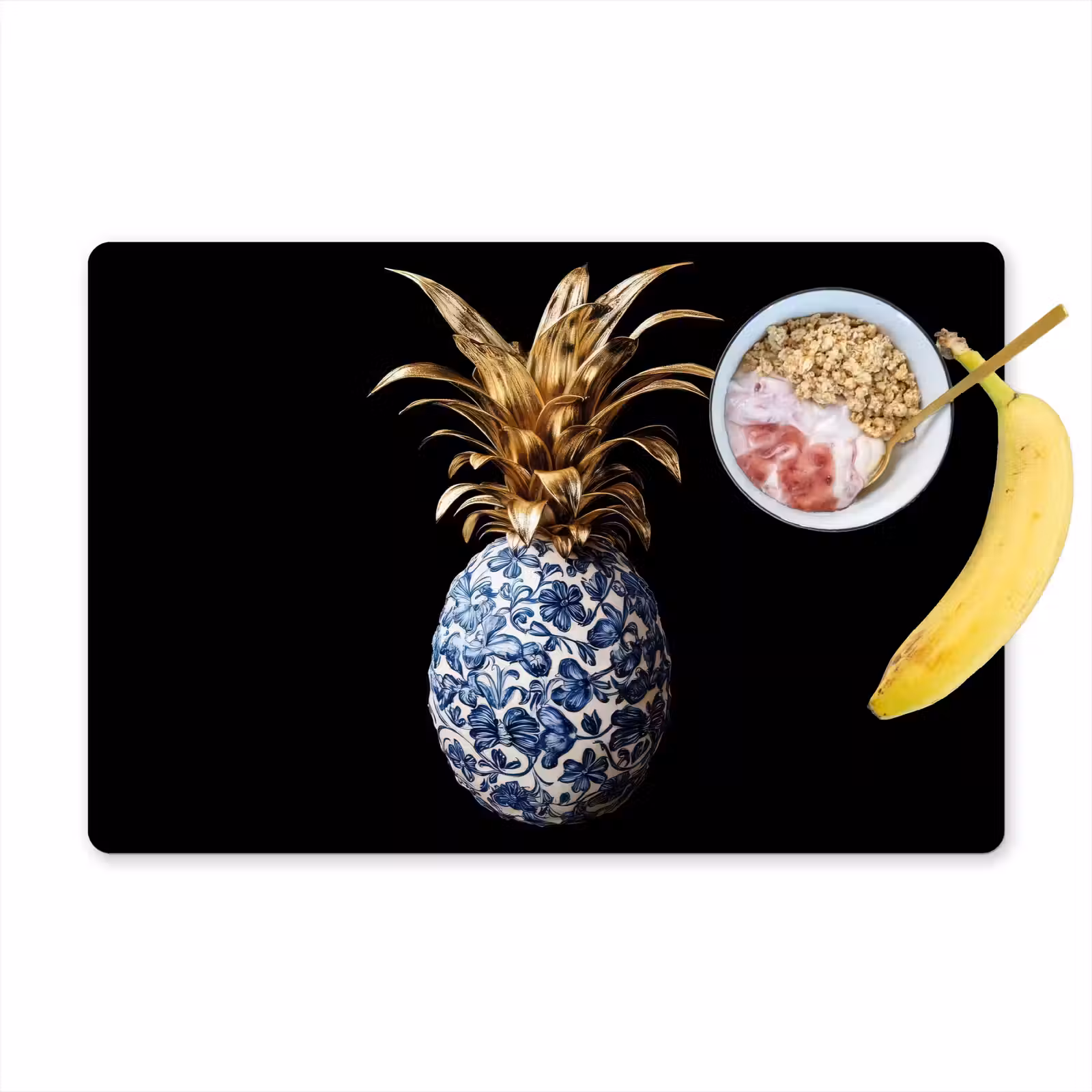 Tovagliette - Ananas - Motivo floreale - Oro - Delftware — 1
