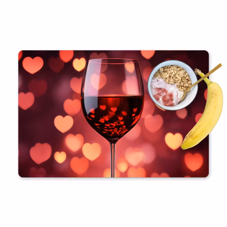 Tovaglietta in vinile - Rosso - Vino - Cuori — 1