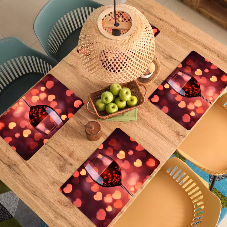 Tovaglietta in vinile - Rosso - Vino - Cuori — 3