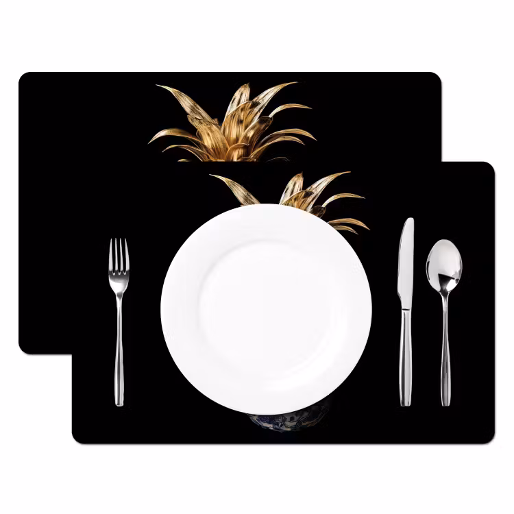 Tovagliette - Ananas - Motivo floreale - Oro - Delftware — 2