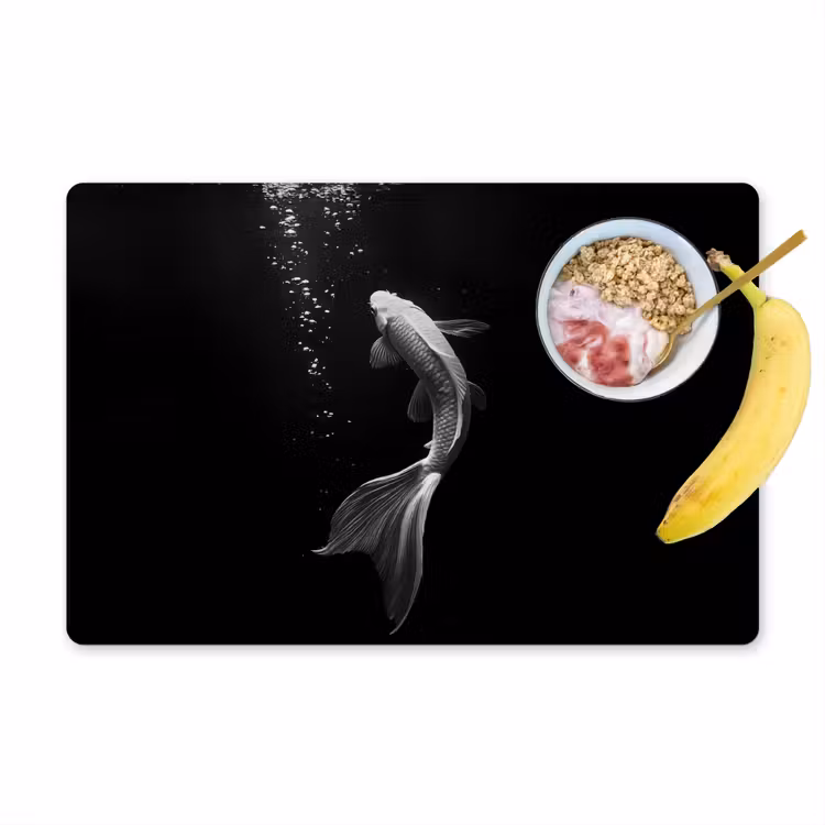 Tovaglietta in vinile - Koi - Pesce - Bianco - Nero — 1