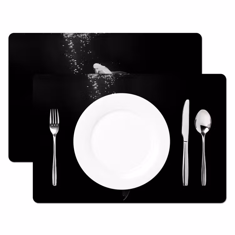 Tovaglietta in vinile - Koi - Pesce - Bianco - Nero — 2