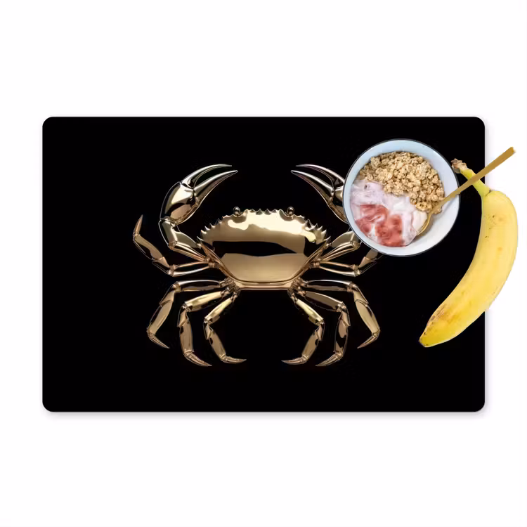 Tovaglietta in vinile - Oro - Granchio - Animali - Nero — 1