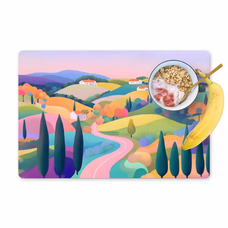 Tovagliette - Paesaggio - Viola - Pastello - Case — 1
