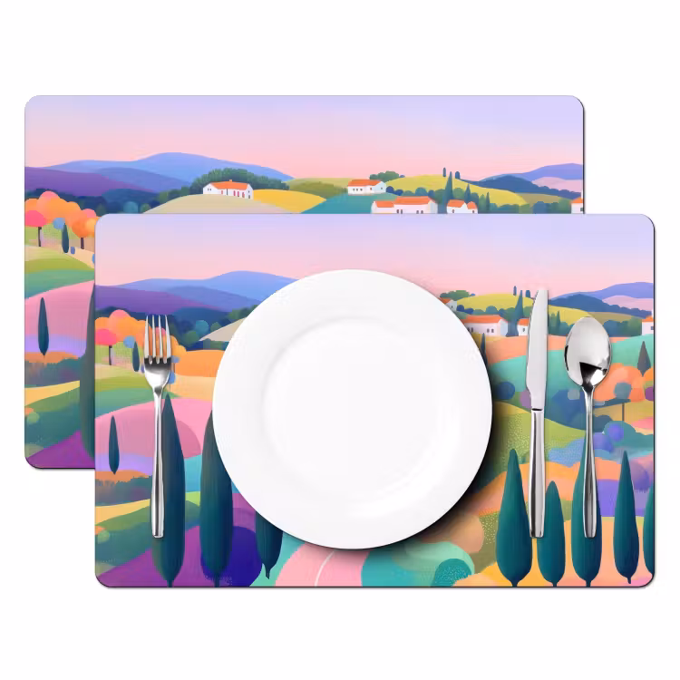 Tovagliette - Paesaggio - Viola - Pastello - Case — 2