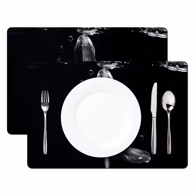 Tovaglietta in vinile - Koi - Pesce - Acqua - Nero — 2