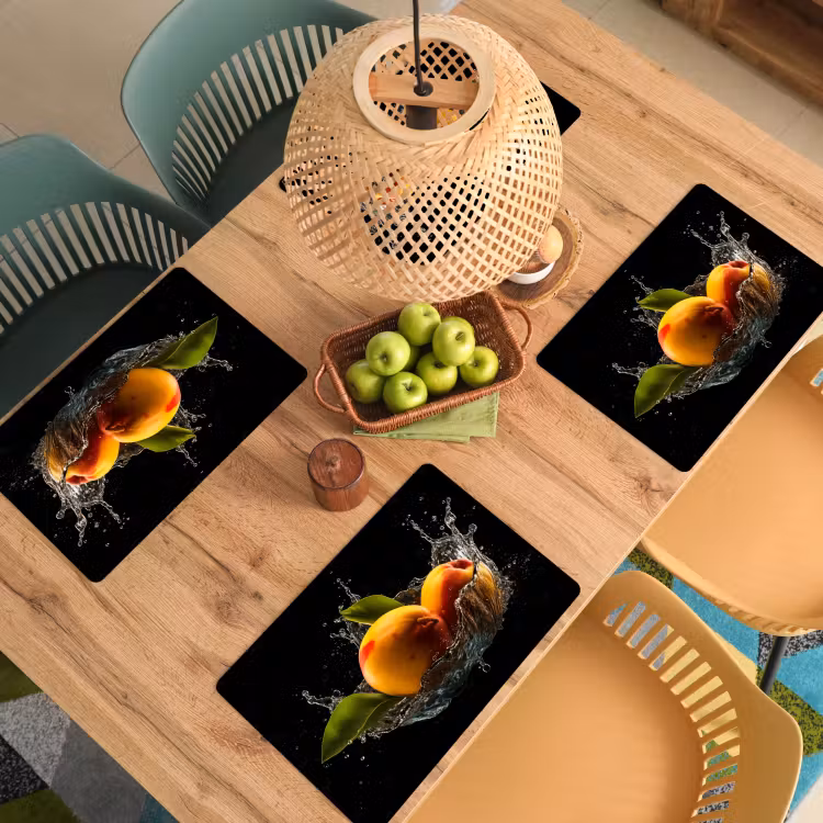 Tovaglietta in vinile - Mango - Frutta - Acqua - Nero - Foglie — 3