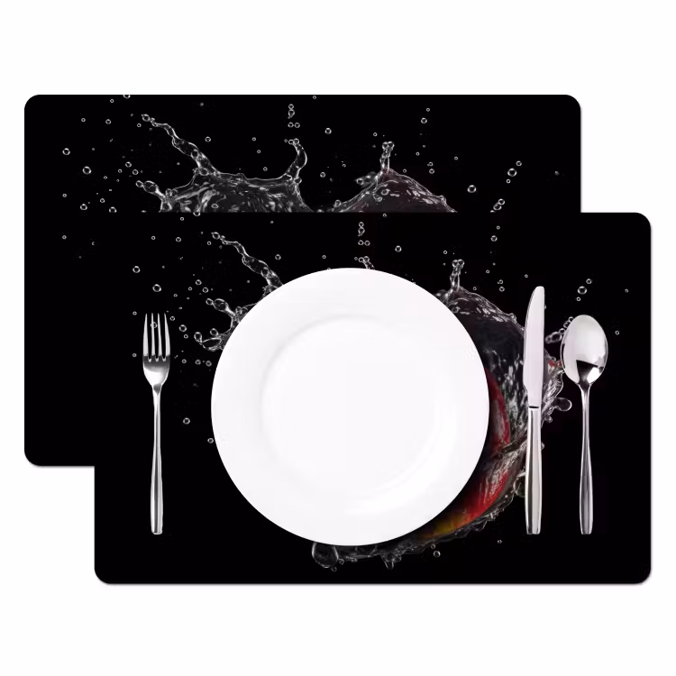 Tovaglietta in vinile - Mela - Rosso - Acqua - Nero - Frutta — 2