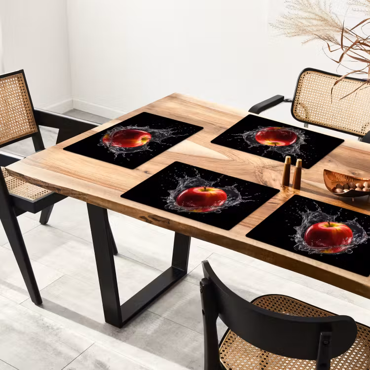 Tovaglietta in vinile - Mela - Rosso - Acqua - Nero - Frutta — 4