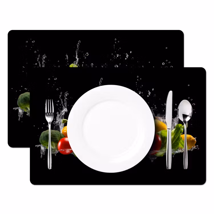 Tovaglietta in vinile - Peperone - Acqua - Vegetale - Nero — 2
