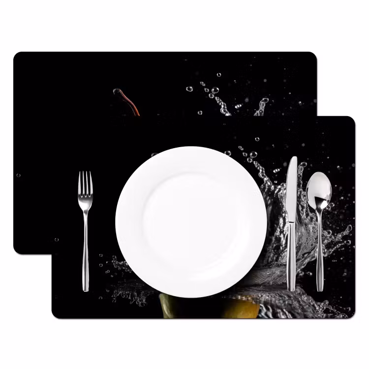 Tovaglietta in vinile - Pera - Frutta - Acqua - Nero — 2