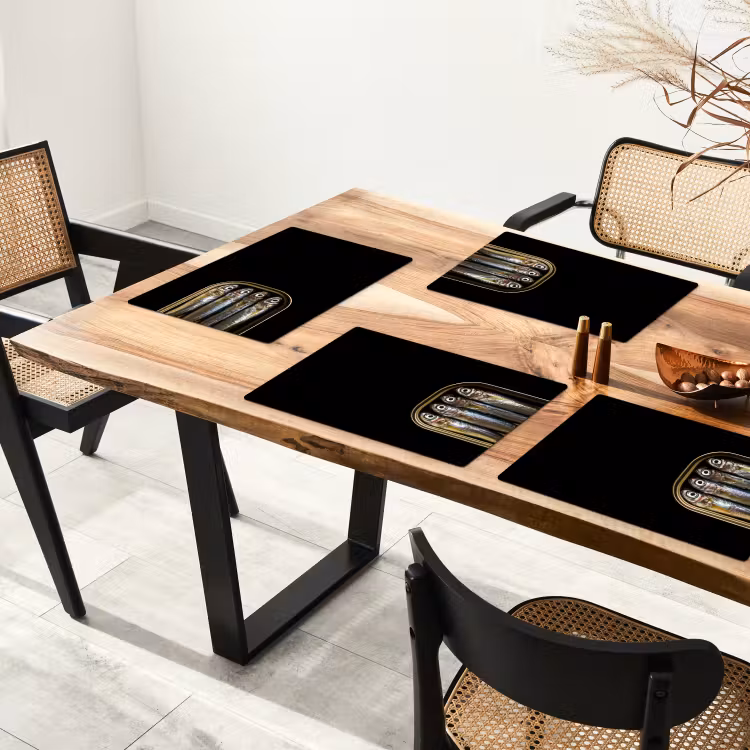 Tovaglietta in vinile - Sardine - Lattina - Nero - Pesce — 4