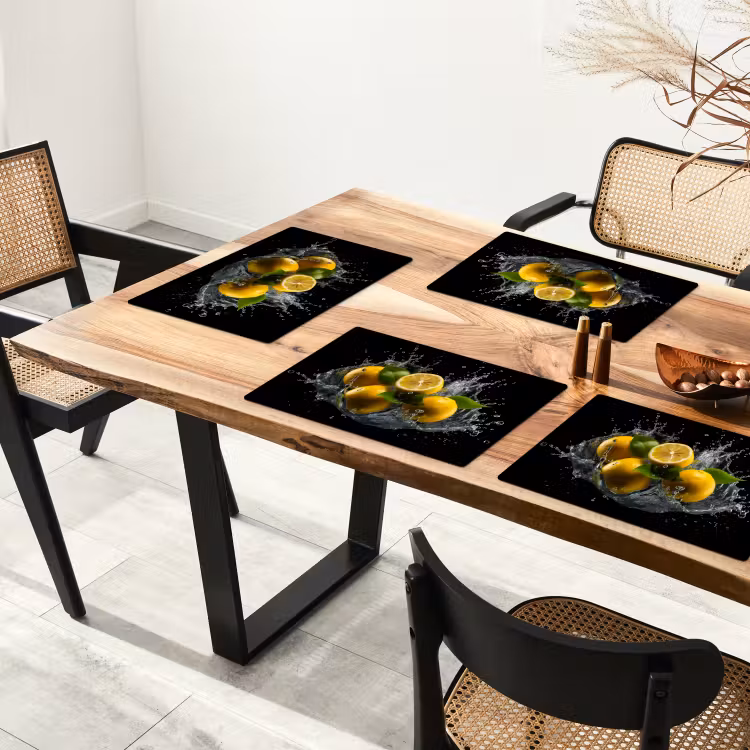 Tovaglietta in vinile - Limone - Frutta - Giallo - Nero — 4