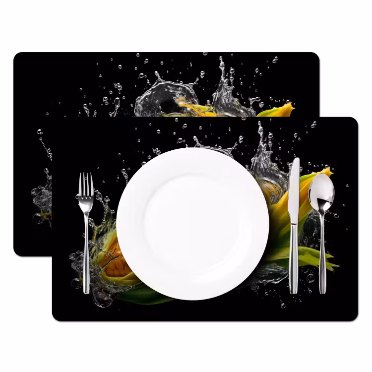 Tovaglietta in vinile - Mais - Ortaggi - Piante - Nero - Acqua — 2