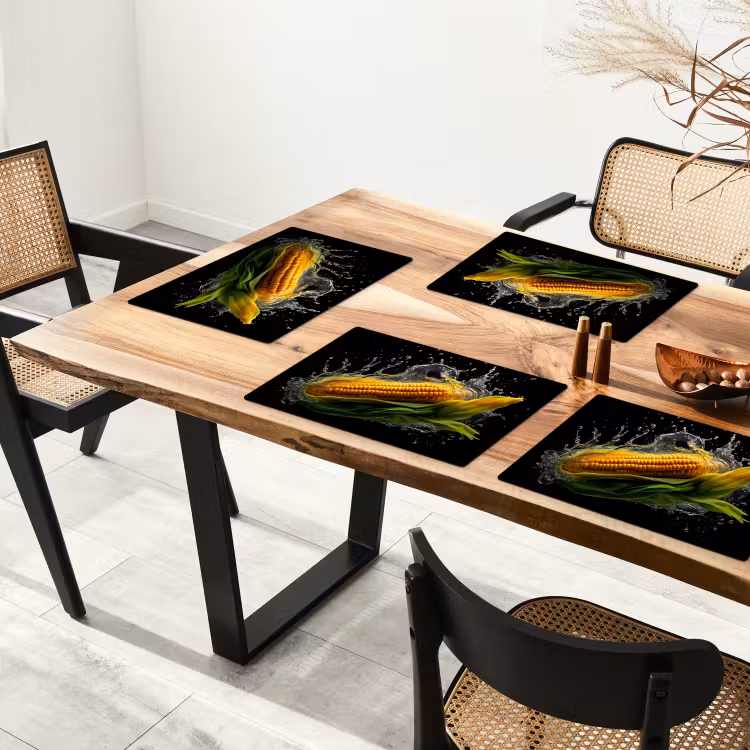 Tovaglietta in vinile - Mais - Ortaggi - Piante - Nero - Acqua — 4