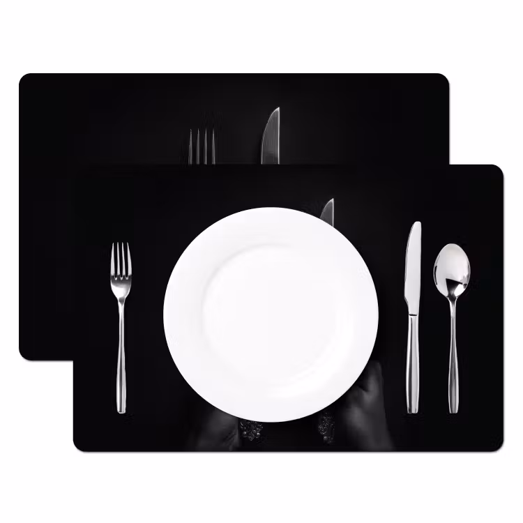 Tovaglietta in vinile - Posate - Nero - Bianco — 2