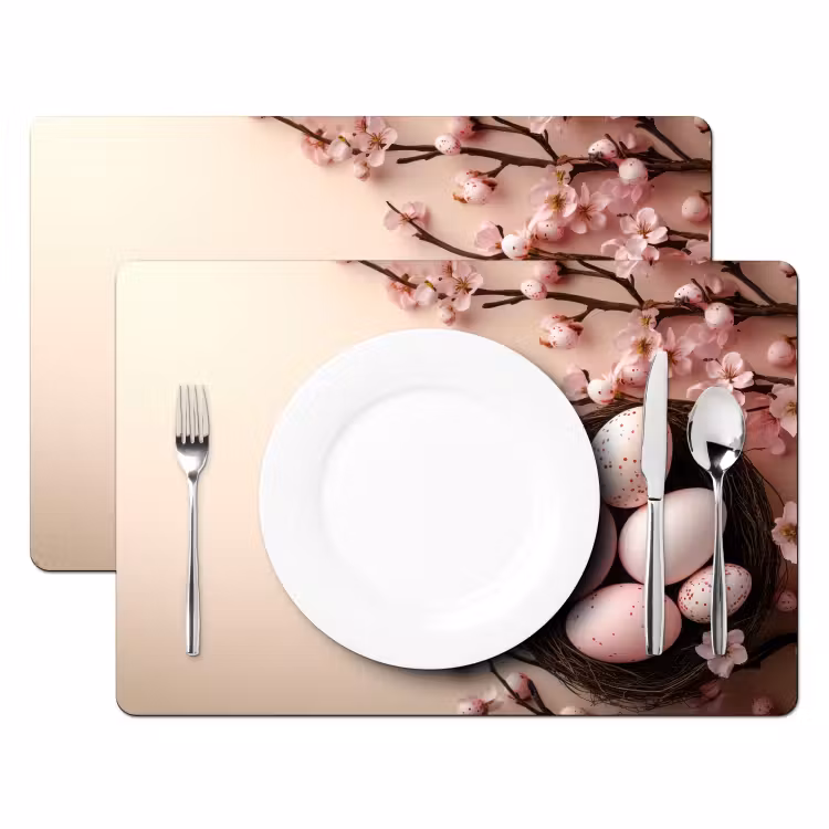 Tovaglietta – 6 pezzi - Rosa - Fiori - Uova — 2