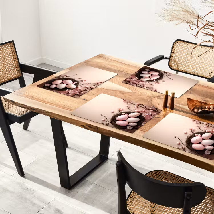 Tovaglietta – 6 pezzi - Rosa - Fiori - Uova — 4