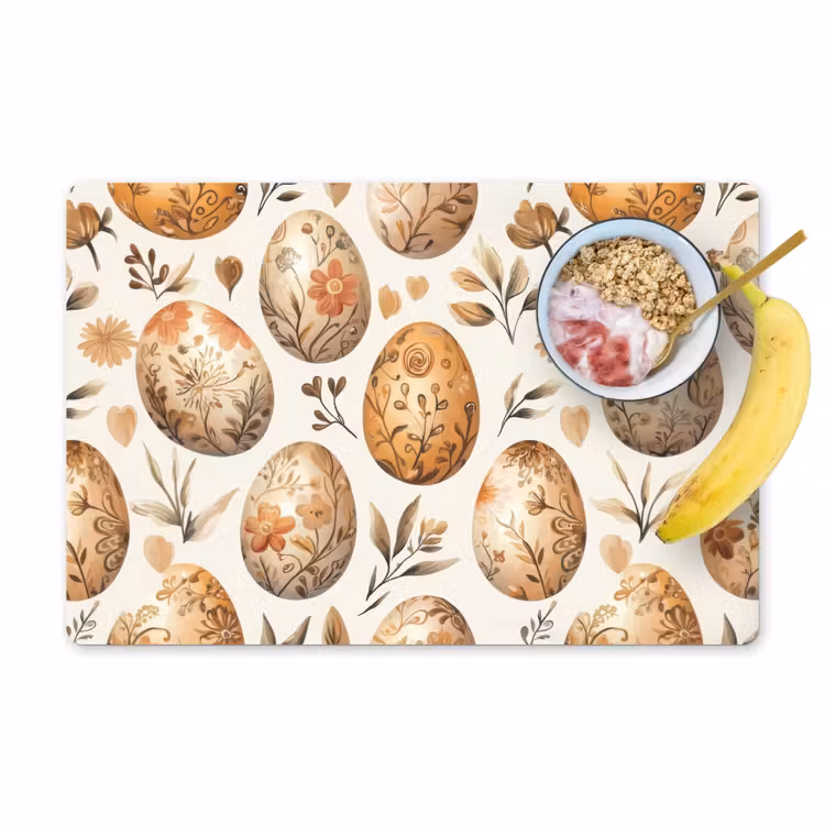 Tovaglietta – 6 pezzi - Uova di Pasqua - Marrone - Fiori — 1