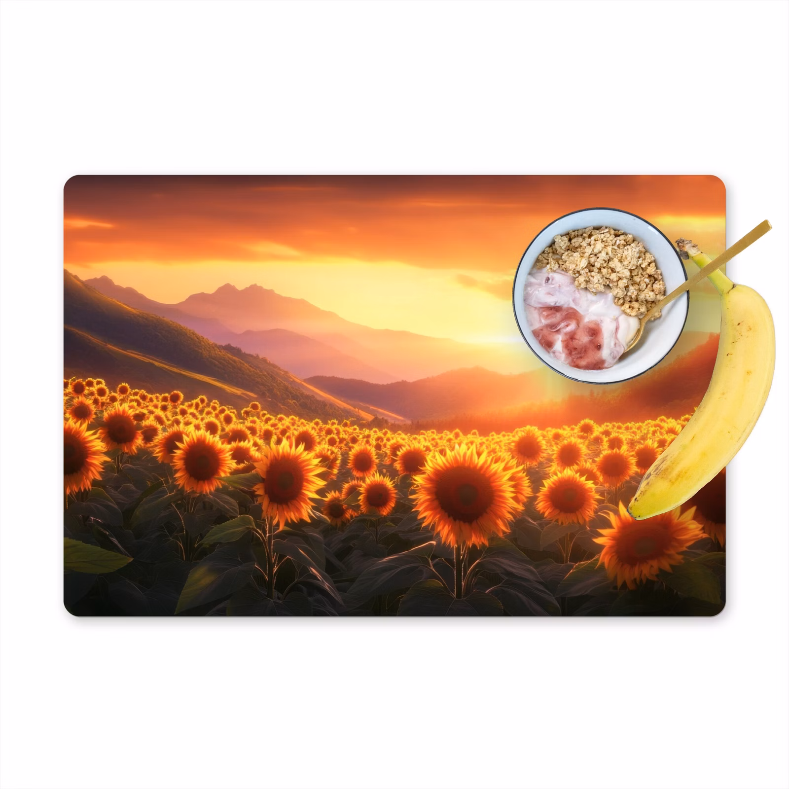 Tovaglietta in vinile - Girasoli - Tramonto - Paesaggio — 1