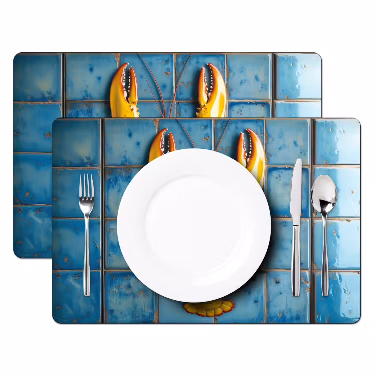 Tovaglietta in vinile - Cancro - Giallo - Blu - Piastrelle — 2