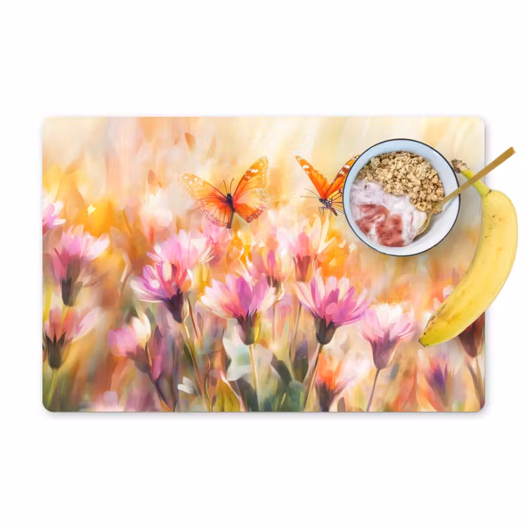 Tovaglietta in vinile - Farfalle - Arancione - Fiori — 1