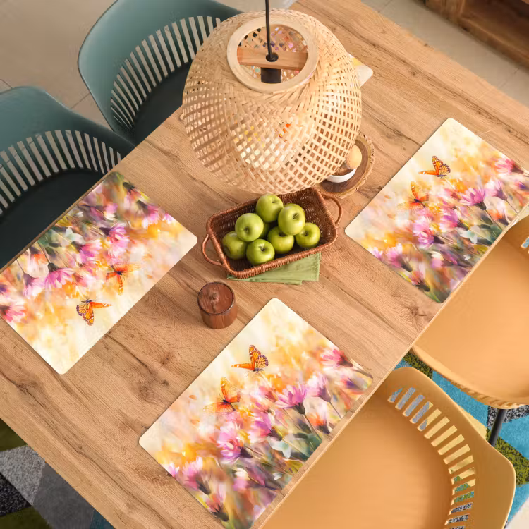 Tovaglietta in vinile - Farfalle - Arancione - Fiori — 3
