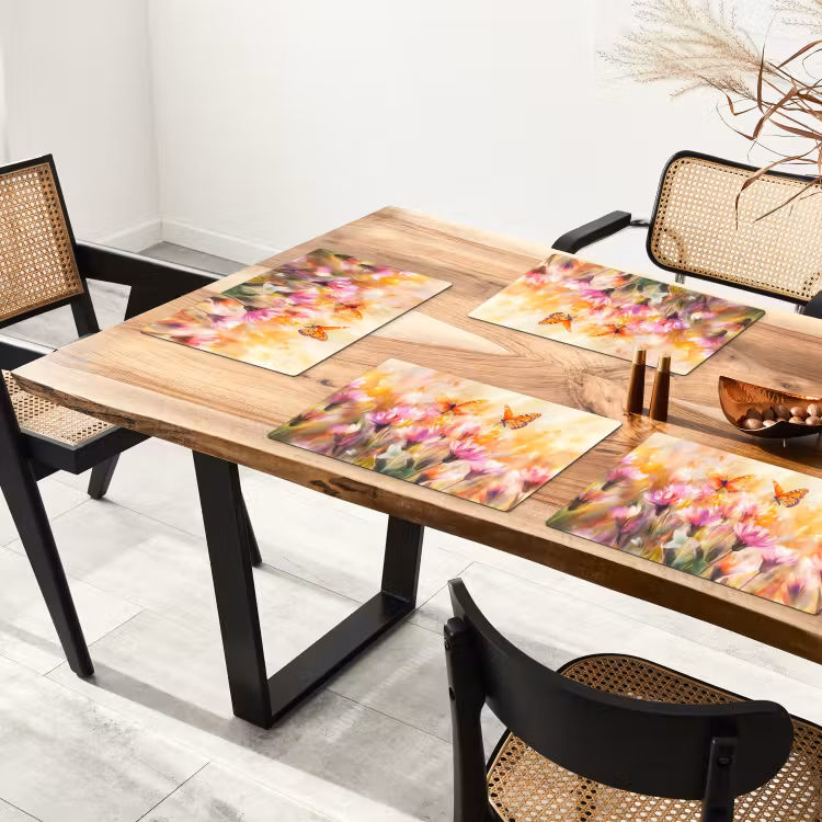 Tovaglietta in vinile - Farfalle - Arancione - Fiori — 4