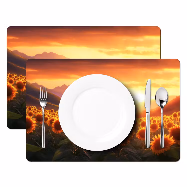 Tovaglietta in vinile - Girasoli - Tramonto - Paesaggio — 2