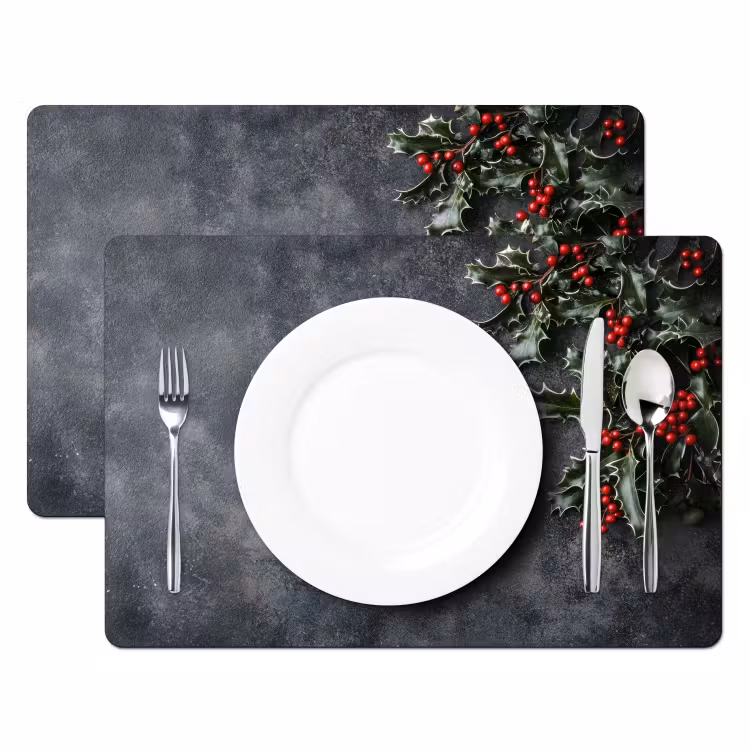 Tovagliette - Natale - Rami - Inverno - Rosso — 2