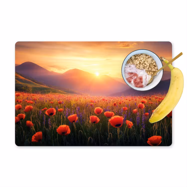 Tovaglietta in vinile - Paesaggio - Tramonto - Campo di fiori — 1