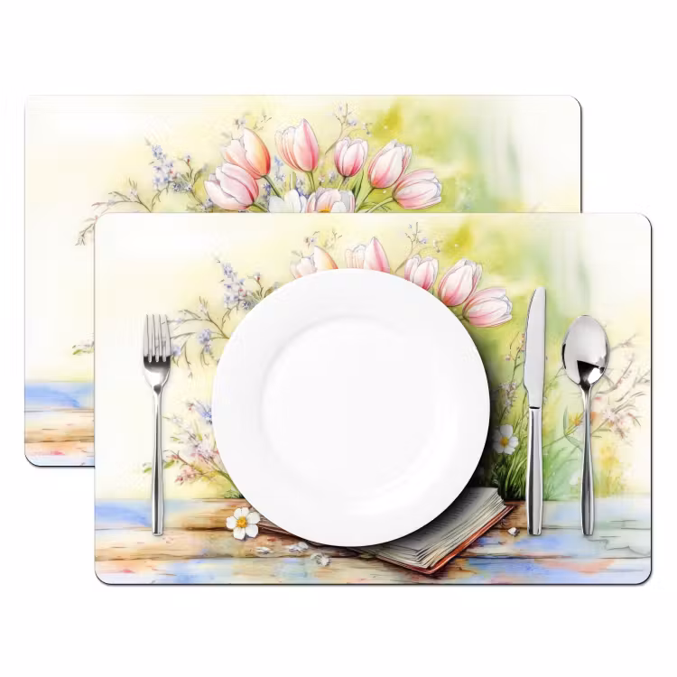 Tovaglietta in vinile - Vaso - Blu Delft - Margherite — 2