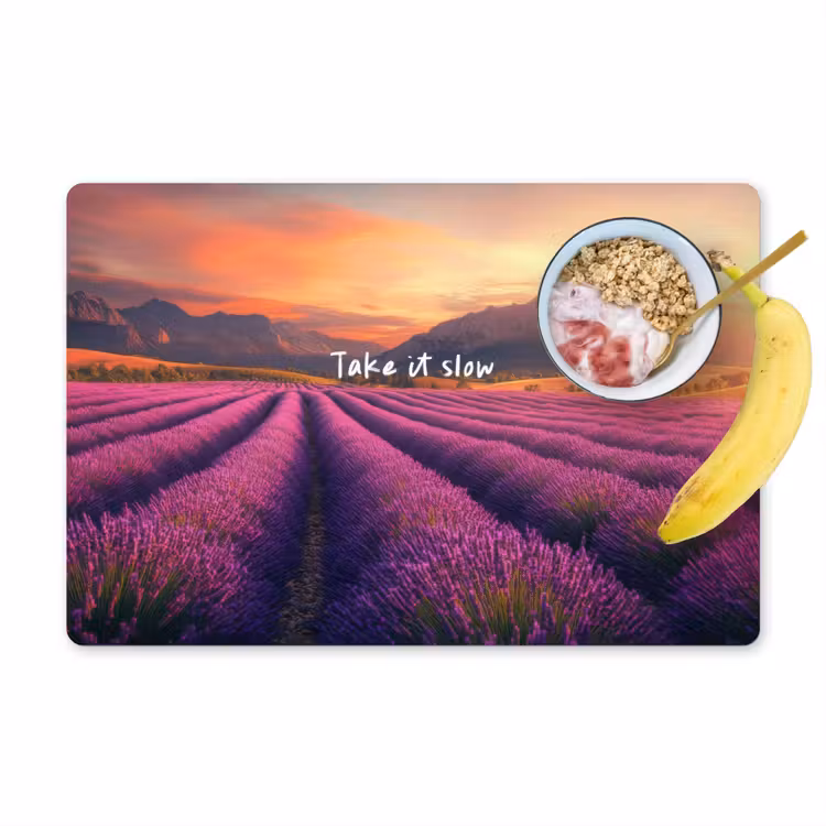 Tovaglietta in vinile - Campo di lavanda - Citazione - Tramonto — 1