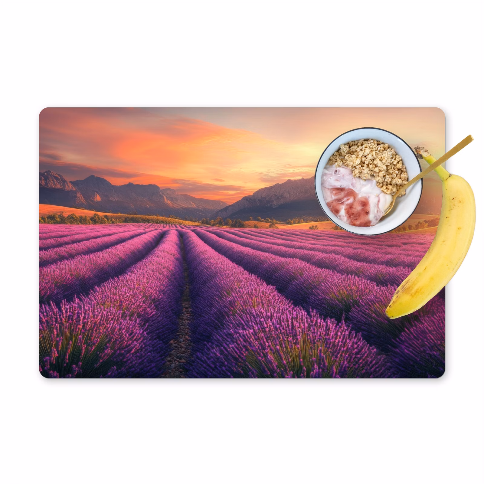 Tovaglietta in vinile - Campo di lavanda - Tramonto - Viola — 1