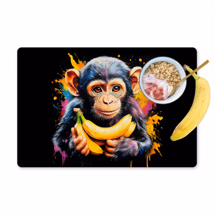 Tovagliette - Scimmia - Graffiti - Colorato - Banane - Moderno — 1