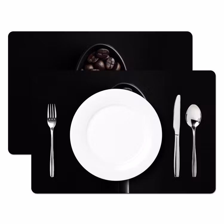 Tovagliette - Chicchi di caffè - Cucchiaio - Nero — 2