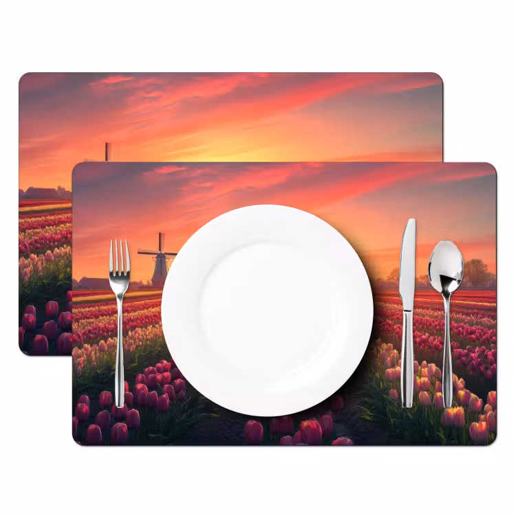 Tovaglietta in vinile - Mulino a vento - Tramonto - Paesaggio — 2