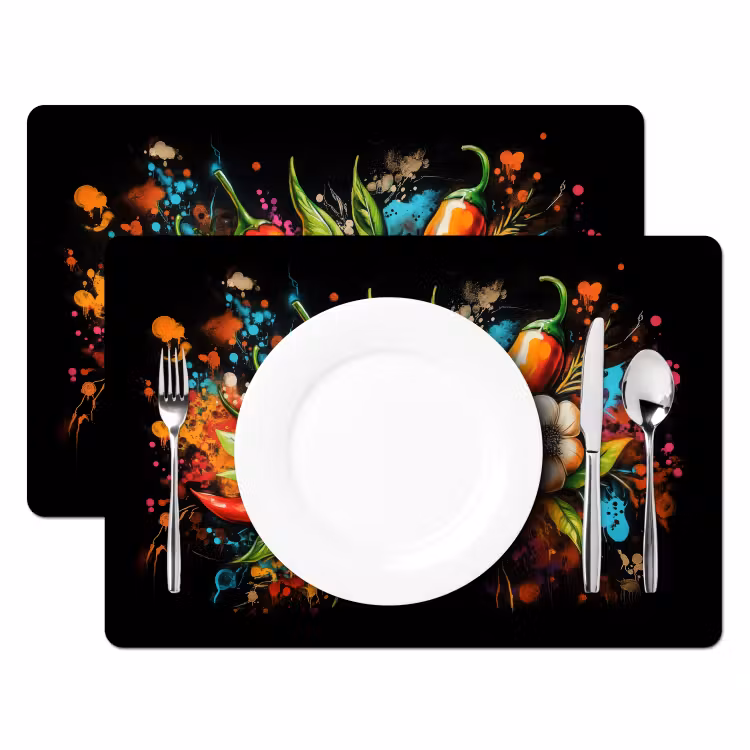 Tovagliette - Verdura - Peperone - Aglio - Graffiti - Vernice - Colorato — 2