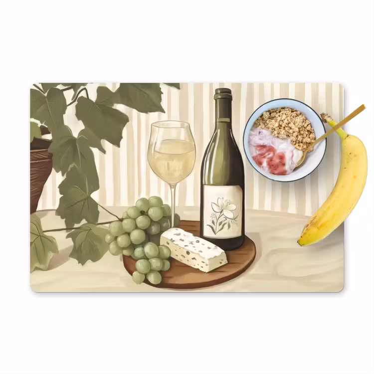 Tovaglietta in vinile - Vino - Uva - Formaggio - Foglie — 1