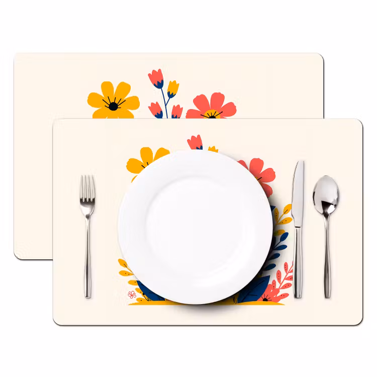 Tovagliette - Illustratie - Bloemen - Bladeren - Roze — 2