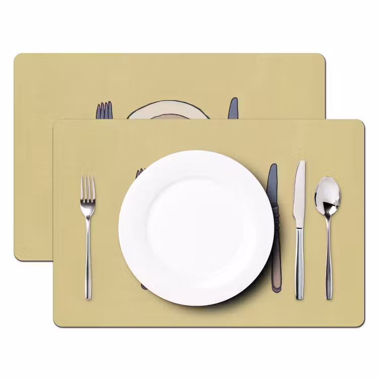 Tovagliette - Illustrazione - Piatto - Posate - Beige — 2