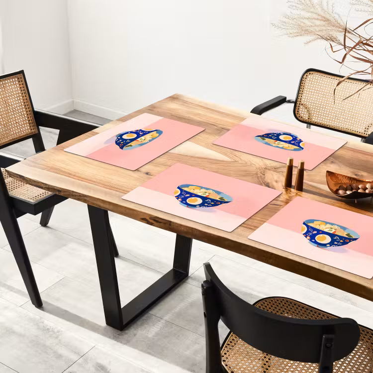 Tovagliette - Tagliatelle - Ciotola - Blu - Illustrazione — 4