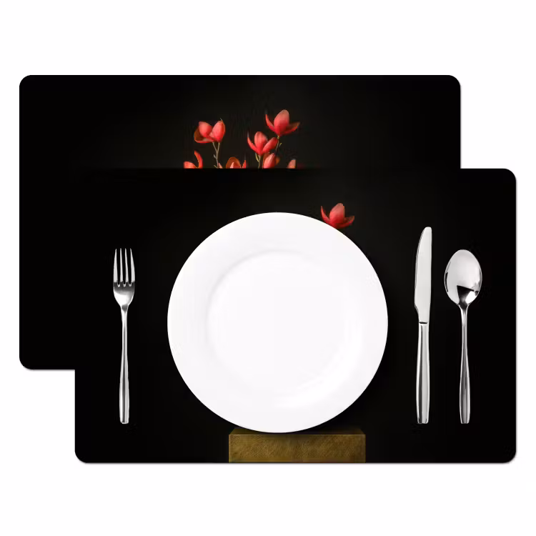 Tovaglietta in vinile - Rosso - Fiori - Vaso — 2