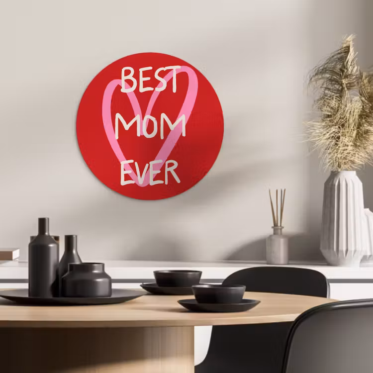 Quadro rotondo - Madre - Citazione - Cuore - Rosso — 2