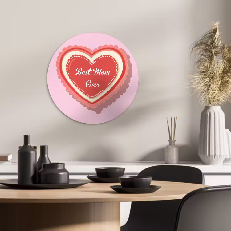 Quadro rotondo - Testo - Cuore - Madre - Rosa — 3