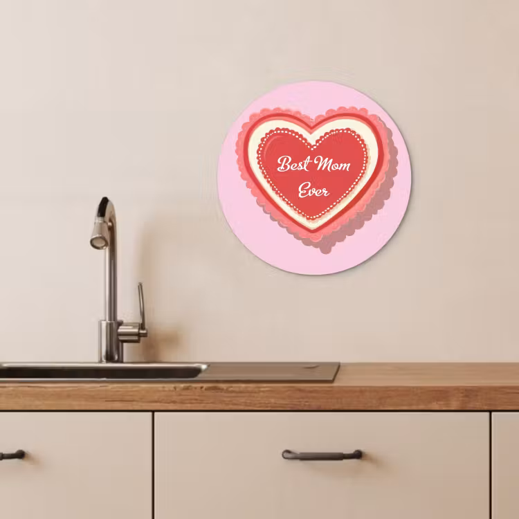 Quadro rotondo - Testo - Cuore - Madre - Rosa — 4