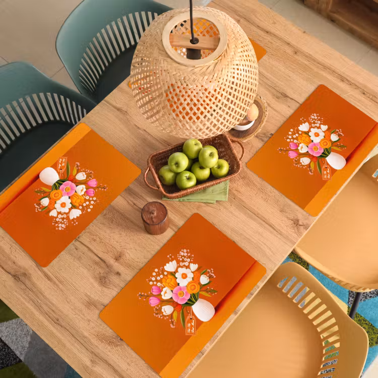 Tovaglietta in vinile - Vaso - Fiori - Arancione — 3
