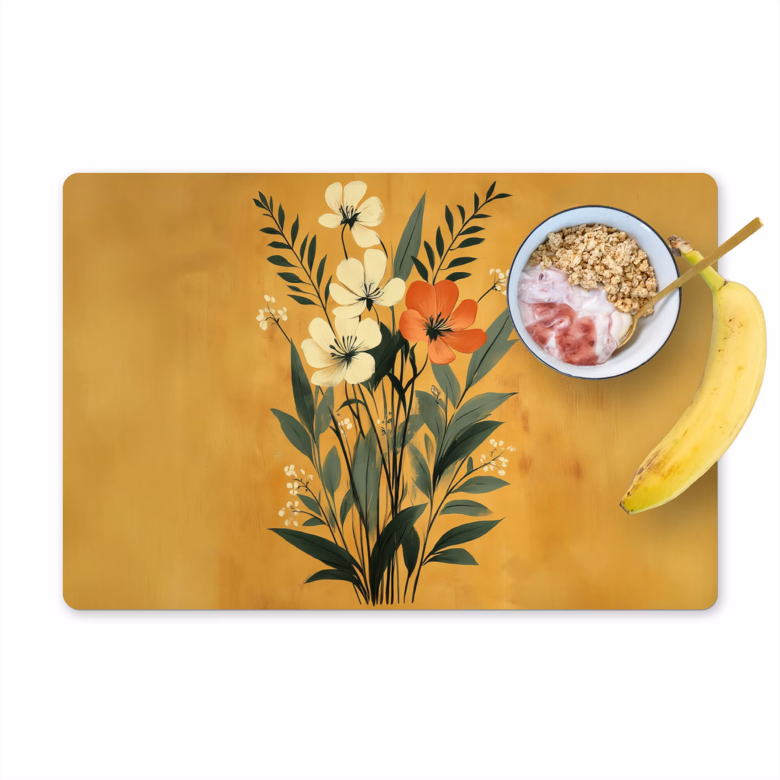 Tovaglietta in vinile - Foglie - Bouquet - Giallo — 1