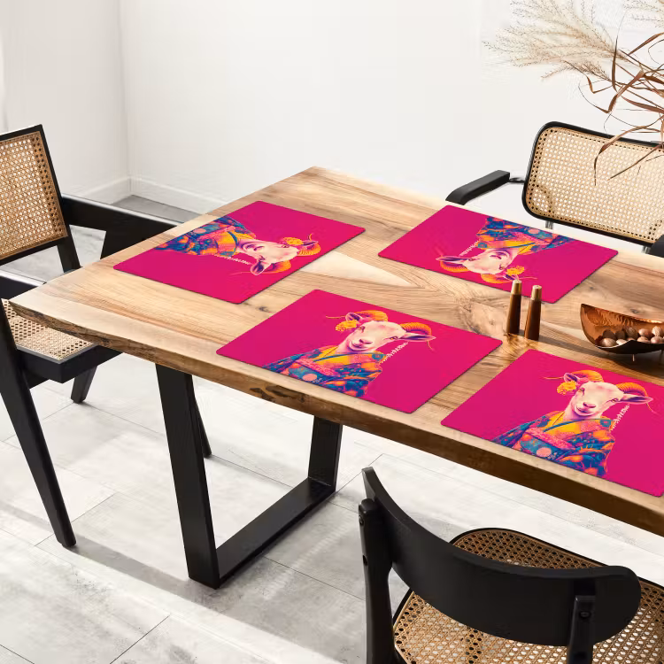 Tovaglietta in vinile - Capra - Corna - Kimono - Colorato — 4